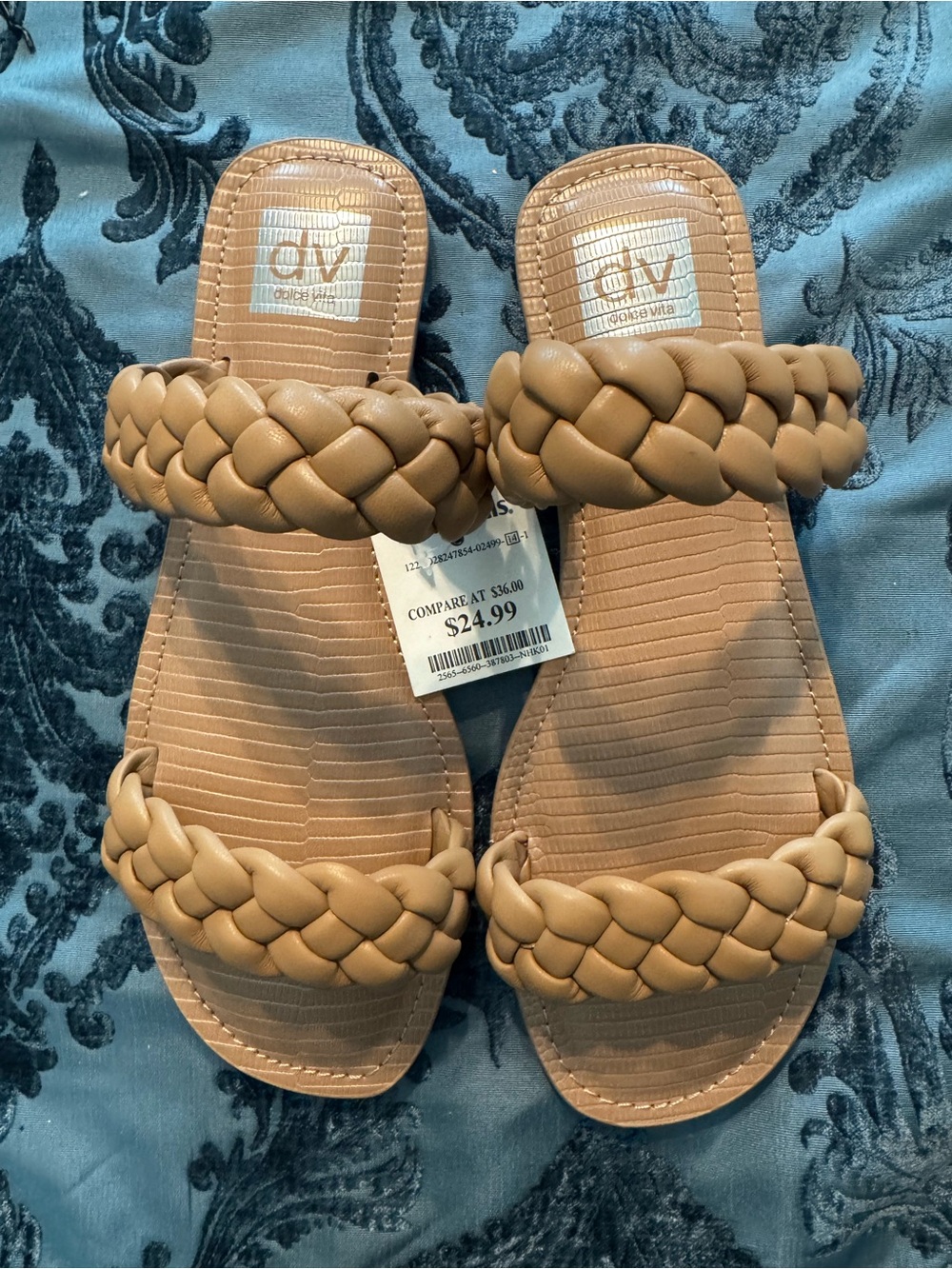 Dolce Vita Braided Double-Strap Slide Sandals - Tan
